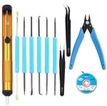 Professional welding tools and desoldering tool sets (11 pieces), desoldering pumps, desoldering wicks, wire cutters, tweezers, soldering iron auxiliary accessories