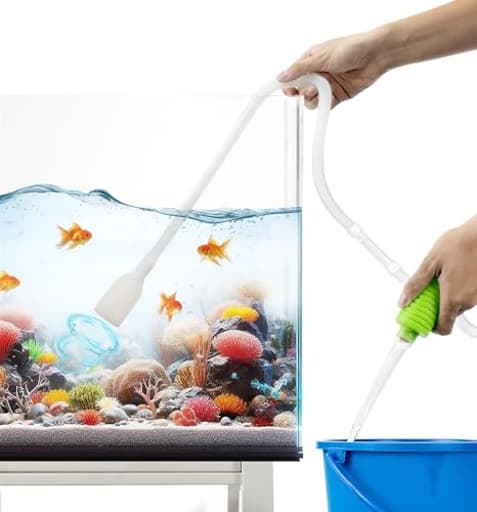 Fish Tank Cleaner - Turtle Tank Accessories - Gravel Vacuum for Aquarium - Hand Siphon Hose to Remove and Change Water or Sand in Minutes - Aquarium Cleaning Tools