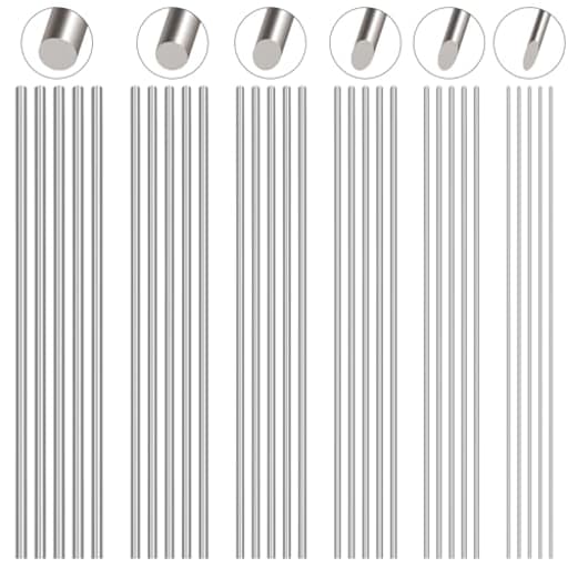 30 Pcs 6 Sizes 1mm, 1.5mm, 2mm, 2.5mm, 3mm, 4mm x Length 100mm (3.93 Inch) 304 Stainless Steel Round Rod, Metal Rod, Metal Solid Shaft Rods for Industry, Metal Working Hobbies and DIY Craft