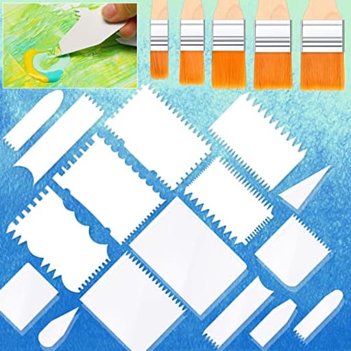 30 Pcs Acrylic Pouring Swipe Painting Tools Supplies Acrylic Pouring Tools Supplies Brush Paint Scrapers 25 Pcs Paint Swipe Accessories and 5 Pcs Paint Brush Technique