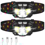 Headlamp Flashlight, Lumen Ultra-Light Bright LED Rechargeable Headlight with White Red Light, 2-Pack Waterproof Motion Sensor Head Lamp,8 Modes for Outdoor Camping Running Hiking Fishing