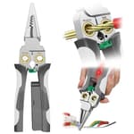 Pro 8-in-1 Wire Crimper Stripper with Voltage Detector & Dual Alarms - Heavy Duty 12-250V AC/DC Tester for Hot/Neutral Wires - Electrician, HVAC, Car Repair Tool