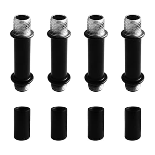 4 Sets 2” Straight Pipe Lamp Stem Kit, M10 Double End Threaded Lamp Rod Long Extension Risers, Black Lamp Parts Replacement for DIY Floor Lamps, Table Lamps & Ceiling Lights