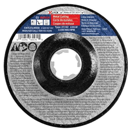 Small angle grinder wheel, Type 27A (ISO 42), 4-1/2 in × 1/8 in, X-LOCK, 30 grit