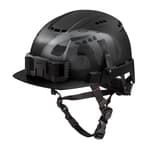 Black Front Brim Vented Safety Helmet with IMPACT ARMOR Liner