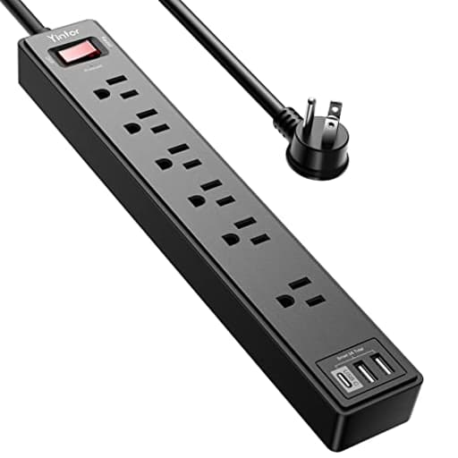 6Ft Power Strip Surge Protector - Yintar Extension Cord with 6 AC Outlets and 3 USB Ports for for Home, Office, Dorm Essentials, 1680 Joules, ETL Listed,