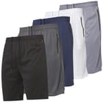 Mens 5 Pack Athletic Running Shorts, Basketball Gym Workout Shorts for Men with Zippered Pockets