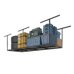 3x8 Overhead Garage Ceiling Storage Rack, Adjustable Garage Organization System, Heavy Duty Metal, 600lbs Weight Capacity, Black