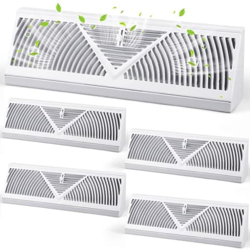 4 Pcs Baseboard Register Vent 18 Inch Duct Opening Size Baseboard Vent Covers Diffuser Adjustable Corner Return Air Grille for Home Floor Wall Air Flow Control