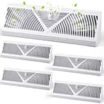 4 Pcs Baseboard Register Vent 18 Inch Duct Opening Size Baseboard Vent Covers Diffuser Adjustable Corner Return Air Grille for Home Floor Wall Air Flow Control