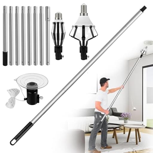 13FT Light Bulb Changer for High Ceilings with Extension Pole with Baskets and Suction Cup Bulb Removal Tool for High Ceilings and Recessed Lights