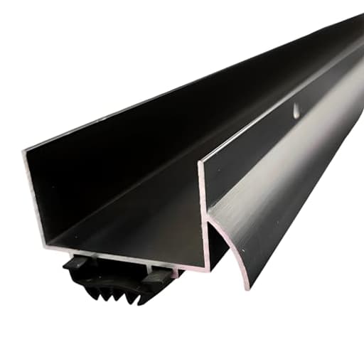U Shaped Aluminum Door Bottom Sweep with Drip Cap, Weather Stripping Seal for Exterior Doors, 1 3/4" Width, Black