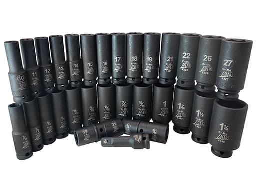 30-Pc. 1/2" Dr. Deep Length SAE & MM Impact Set