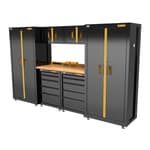 126 in. Wide, 7 Piece Welded Storage Suite with 2 5-Drawer Base Cabinets and Wood Top