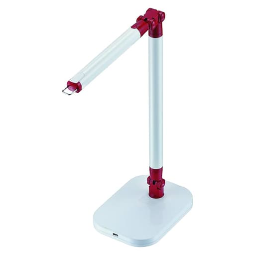 Exalt Flash Detachable-Head LED Desk Lamp, White/Red