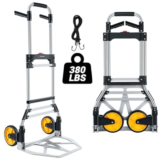 380 LB Capacity Folding Hand Truck Heavy Duty Foldable Dolly Cart with Wheels, Aluminum Collapsible Hand Cart Portable Trolley Dolley with Telescoping Handle for Moving Use Gorpuire