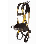 Vest-style full body harness (vest style with belt, 5-point with back and side D-rings, quick‑connect chest and leg straps)