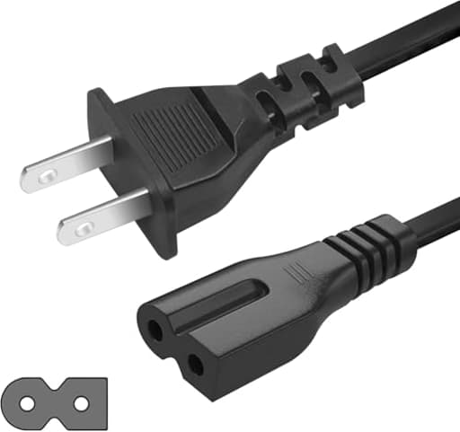 AC 2 Prong Power Cord 10ft Electrical Replacement Power Cable C7P Polarized Plug