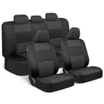 PolyPro Car Seat Covers Full Set in Charcoal on Black – Front and Rear Split Bench for Cars, Easy to Install Cover Set, Accessories Auto Trucks Van SUV