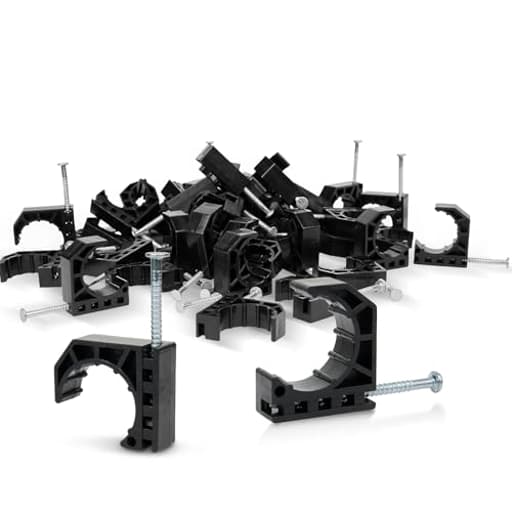 (Pack of 50) EFIELD Black Color Half Clamp Fixture, J-Hook with Nail For 3/4" PEX Tubing/Pipe Support,