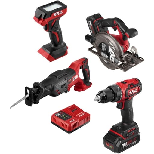 PWR Core 20 Brushless 20V 4-Tool Combo Kit with PWR Jump Charger