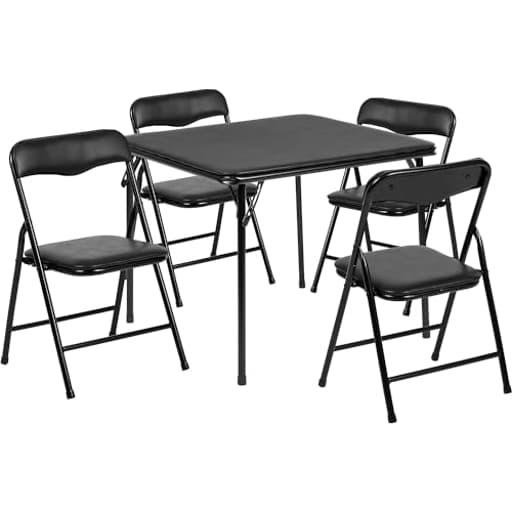 Mindy Kids 5-Piece Folding Table and Chairs Set for Daycare and Classrooms, Children's Activity Table and Chairs Set, Black