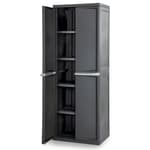 4 Shelf Cabinet, Lockable Utility Storage w/ Adjustable Shelves, Gray - Plastic Shelving Unit for Organizing Garage, Pantry, Basement, Laundry Room or Mudroom