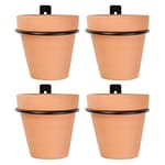 Metal Wall Ring Planters with Pots (4-Pack, 8-Piece Set); Wall Mounted Clay Pots with Holders for Plants and Flowers