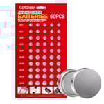 50pcs Alkaline Cell Batteries Assorted 1.5 Volt AG1/LR621 AG3/LR41 AG4/LR626 AG10/LR1130 AG12/LR43 AG13/LR44 Coin Batteries Set 0% Mercury