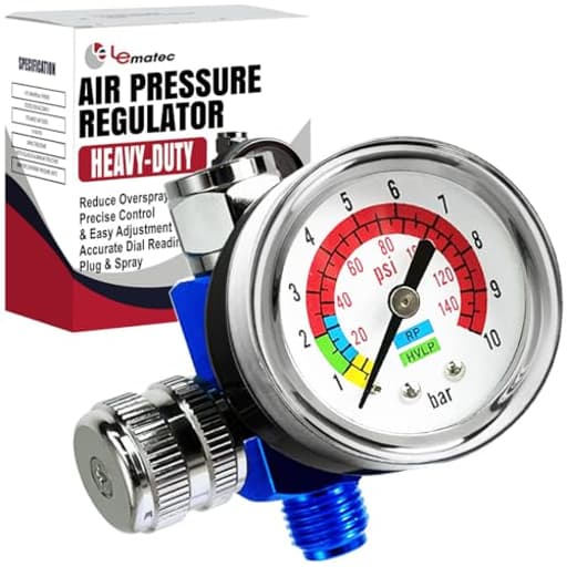 Air Compressor Regulator Valve with Pressure Gauge, for Precise Control in Air/Pneumatic Tool Applications, Spray Painting, Tire Inflation and More, ¼ NPT, 0-150 PSI