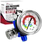 Air Compressor Regulator Valve with Pressure Gauge, for Precise Control in Air/Pneumatic Tool Applications, Spray Painting, Tire Inflation and More, ¼ NPT, 0-150 PSI