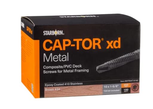 Deckfast Metal (Cap-Tor xd Metal) - Brown (#34) - 350 pc. Deck Pack - 1-5/8" Self Drill - Type 410 Stainless Steel Deck Fastener for Use with Metal Joists & Trex Elevations