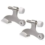 2 Pack Hinge Pin Door Stopper Brushed Satin Nickel - Adjustable Heavy Duty Hinge Pin Door Stop with White Rubber Bumper Tips