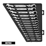 15pc Flex Head Ratcheting Combination Wrench Set - Metric