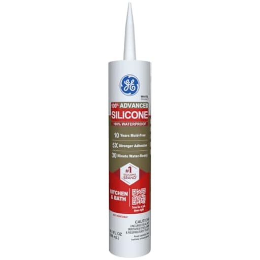 Advanced Silicone Caulk for Kitchen & Bathroom, White, 10 fl oz Cartridge, 1 Pack - 100% Waterproof Silicone Sealant, 5X Stronger Adhesion, Shrink & Crack Proof