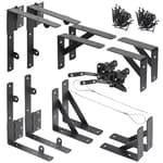 Fence Gate Kit Gate Hardware, 2 Set Anti Sag Gate Kit Heavy Duty No Sag, Anti Twist Gate Frame Corner Brackets Kit Withstand 150 lbs, Gate Hardware Kit for Wood Fence Gate