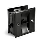 Privacy Sliding Door Lock with Pull - Replace Old Or Damaged Pocket Locks Hardware Quickly and Easily, 2-3/4”x2-1/2”, for 1-3/8” Thickness Door, Black