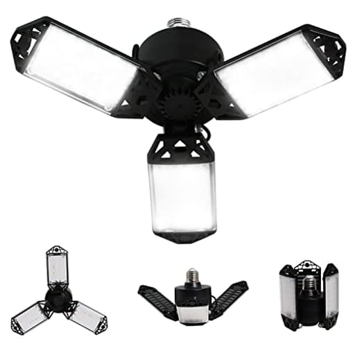 LED Garage Light, 80W 8000 Lumen Ceiling Lights with 3 Adjustable Panels, 6500K Daylight Light Bulb Fixture LED Lights for Garage, Workshop