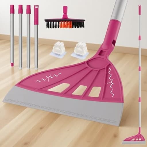 Magic Broom, Squeegee Broom for Floor Cleaning, Multifunctional Floor Squeegee with Aluminum Adjustable Handle, 60’’ Magic Silicone Broom for Glass, Fine Dust, Pet Hair, Liquids