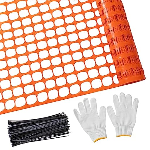 Plastic Mesh Fence Safety Fence, 4'x100' Roll with 100 Zip Ties, Resuable Temporary Netting for Garden Fencing, Construction, Snow Fencing, Animal Barrier, Poultry, Deer, Patio, Orange
