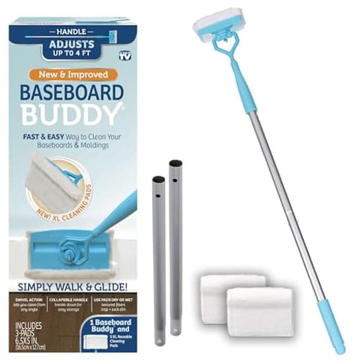 – Baseboard & Molding Cleaning Tool! Includes 1 Baseboard Buddy and 3 Reusable Cleaning Pads, As Seen on TV