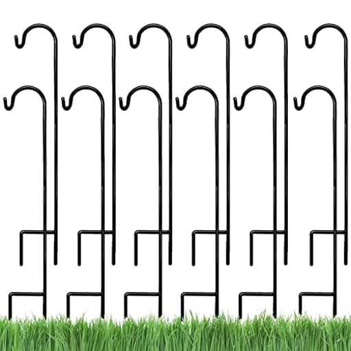 Ashman Shepherd's Hooks 35 Inch (12 Pack), Black, Made of Premium Metal for Hanging Solar Lights, Bird Feeders, Mason Jars, Christmas Lights, Lanterns, Garden Stakes and Wedding Décor.