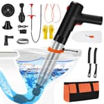 Electric Toilet Plunger, Drain Unclogger Plungers High Pressure Air Drain Blaster with Drain Auger, Splash-free Plungers for Bathroom, Plumbing Snake for Toilet, Clog Remover Heavy Duty