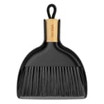 Mini Dustpan and Brush Set, Portable Cleaning Brush and Dustpan Combo with Bamboo Handle, Black, 1 Set