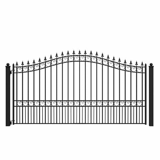 12x6 feet London Single Swing Driveway Gate, Anti-Rust Galvanized Steel Security Fence Barrier - DG12LONSSW