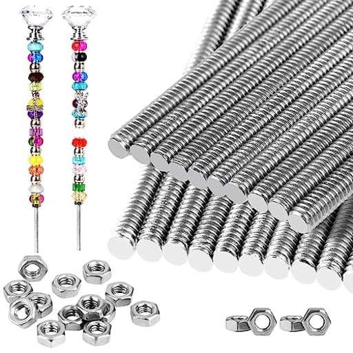 40 Pcs 8/32 Inch Threaded Rod Sets Include 20 Pcs M4 Screw Rod with 20 Pcs Metal Hex Nuts Stainless Steel Threads Studs Rods Fully Threaded Hex Nuts for Beaded Garden Stake Rods - 20 Set