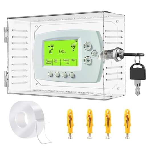 Universal Thermostat Lock Box with Key,Clear Large Thermostat Cover for Thermostat on Wall,Thermostat Guard Fits Thermostats 6.3 x 4.4 x 2 inches or Smaller