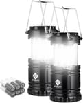 Lantern Camping Essentials Lights, Led Flashlight for Power Outages, Survival Gear and Supplies for Emergency, Hurricane Preparedness Items , Battery Operated Lamp, 2 Pack, Black