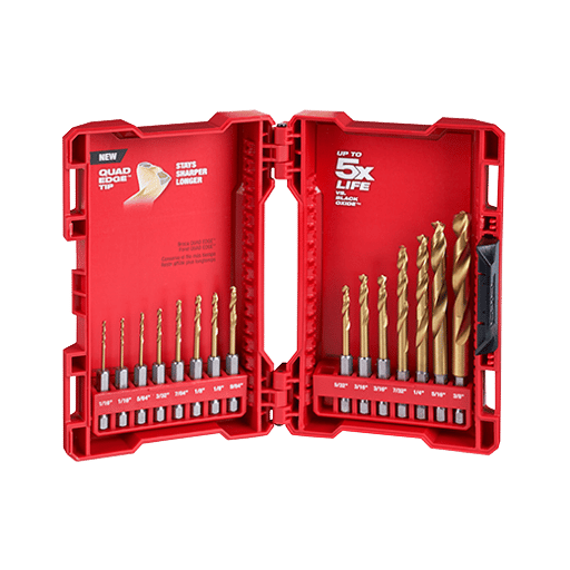 15 PC SHOCKWAVE™ RED HELIX™ Titanium Drill Bit Set