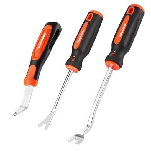 3Pcs Trim Removal Tool and Staple Remover Set, Heavy Duty Pry Tool Clip Removal Tool Staple Puller, Upholstery Tools for Removing Staples, Tacks, Auto Clip Fasteners, Door Panel, Dashboard